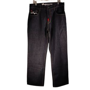 LRG jeans mens 34 34x32 blue denim baggy 90's Y2K rap embroidered vintage